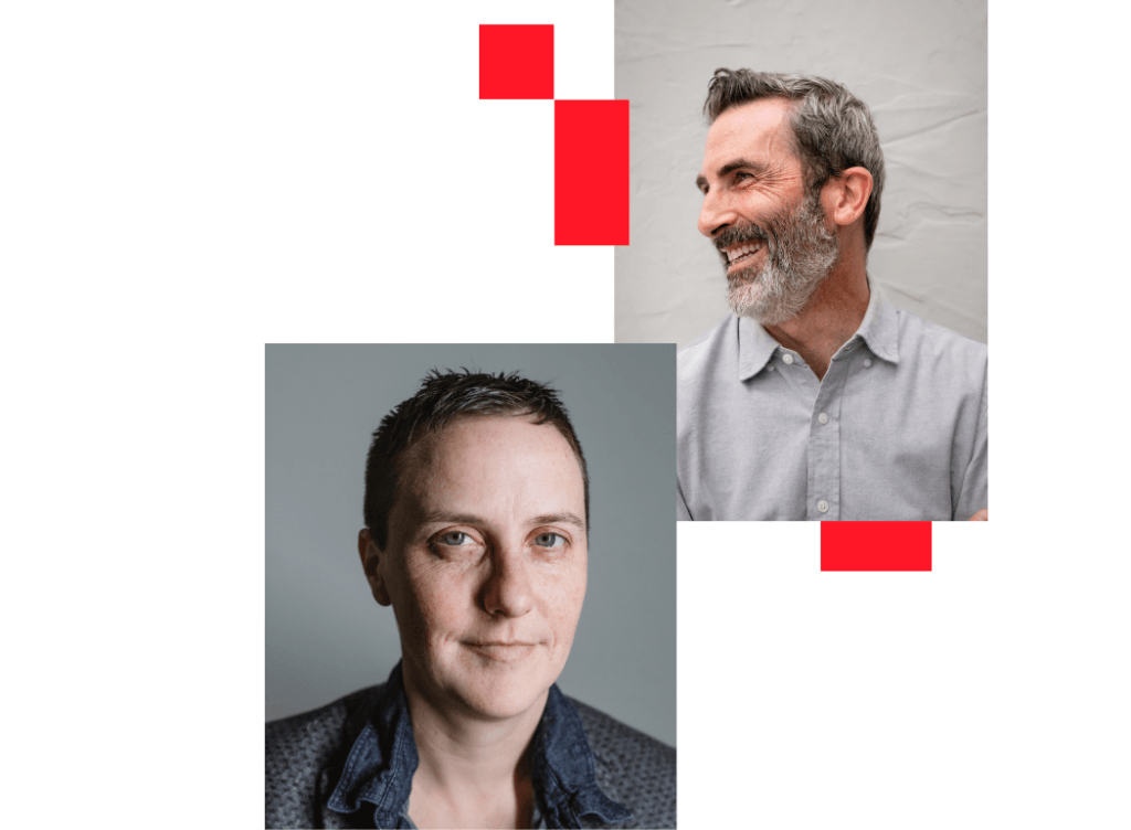 Trio de portraits de collaborateurs souriants, aux couleurs de Great Place To Work® Luxembourg