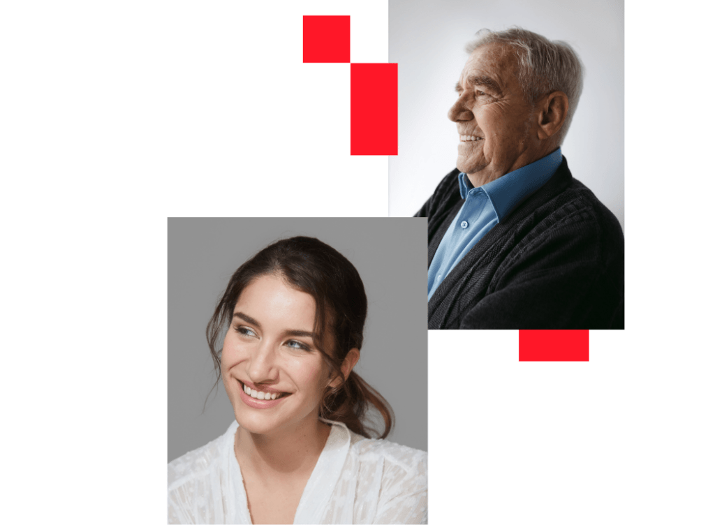 Duo de jeunes collaborateurs souriants, portraits aux couleurs de Great Place To Work® Luxembourg